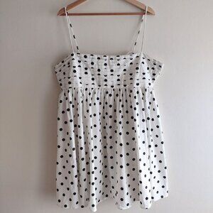 ASOS White Black Polka Dot Dress 14 NEW Cotton Babydoll Mini